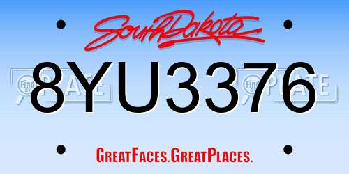 8YU3376 South Dakota License Plate