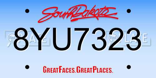 8YU7323 South Dakota License Plate