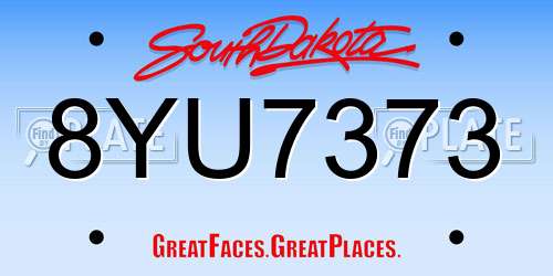 8YU7373 South Dakota License Plate