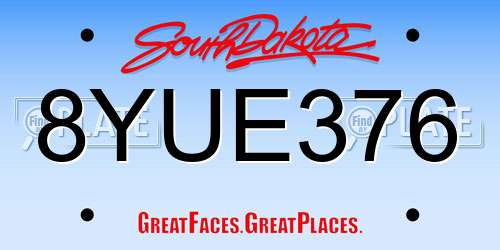 8YUE376 South Dakota License Plate
