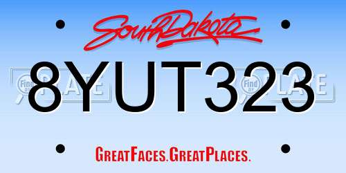 8YUT323 South Dakota License Plate