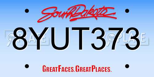 8YUT373 South Dakota License Plate