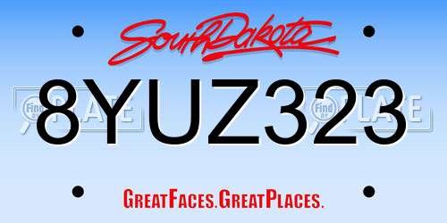 8YUZ323 South Dakota License Plate