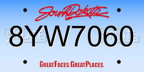 8YW7060 South Dakota License Plate
