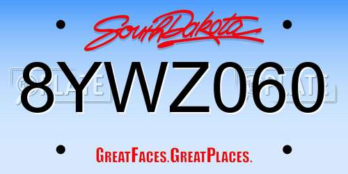 8YWZ060 South Dakota License Plate