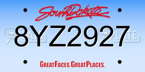 8YZ2927 South Dakota License Plate