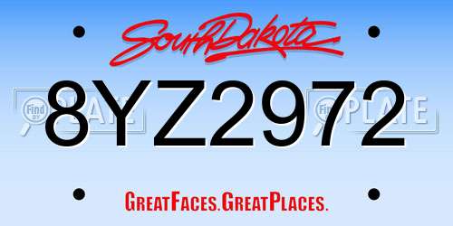 8YZ2972 South Dakota License Plate