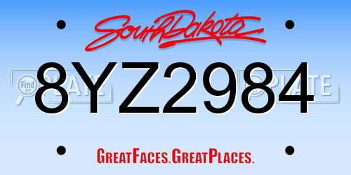8YZ2984 South Dakota License Plate