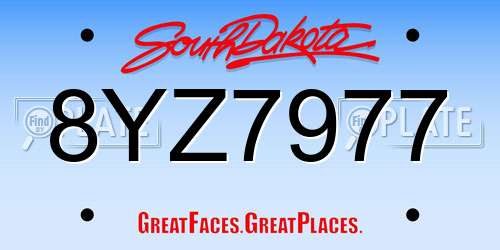 8YZ7977 South Dakota License Plate