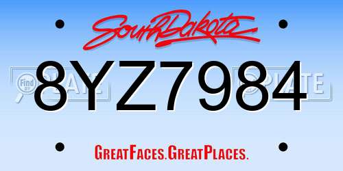 8YZ7984 South Dakota License Plate