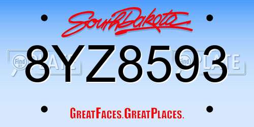 8YZ8593 South Dakota License Plate