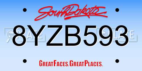 8YZB593 South Dakota License Plate