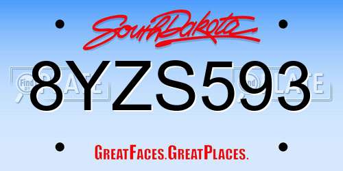 8YZS593 South Dakota License Plate