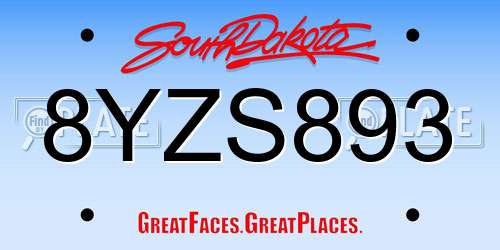 8YZS893 South Dakota License Plate