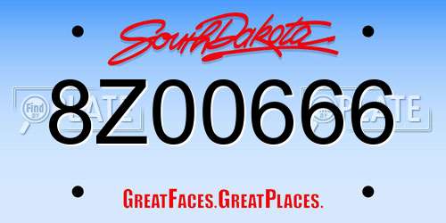 8Z00666 South Dakota License Plate
