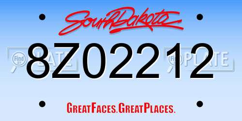 8Z02212 South Dakota License Plate