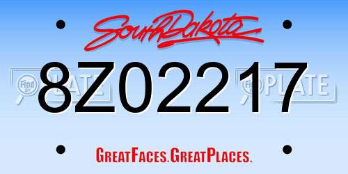 8Z02217 South Dakota License Plate