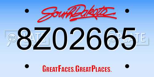 8Z02665 South Dakota License Plate