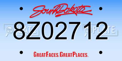 8Z02712 South Dakota License Plate