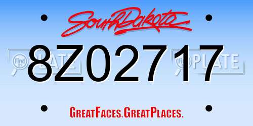 8Z02717 South Dakota License Plate