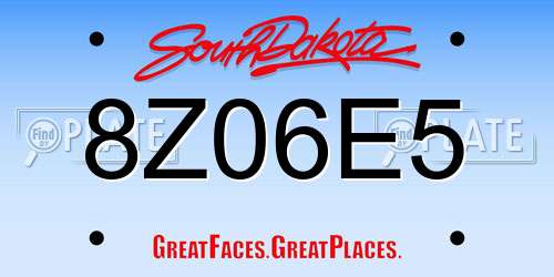 8Z06E5 South Dakota License Plate