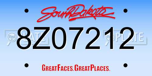 8Z07212 South Dakota License Plate