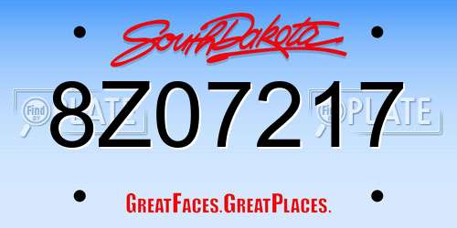 8Z07217 South Dakota License Plate