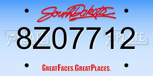 8Z07712 South Dakota License Plate