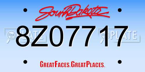 8Z07717 South Dakota License Plate
