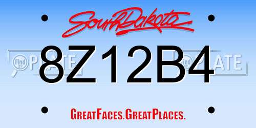 8Z12B4 South Dakota License Plate