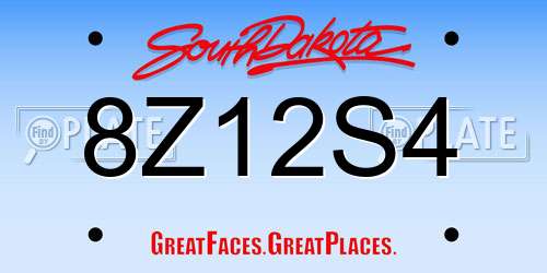 8Z12S4 South Dakota License Plate