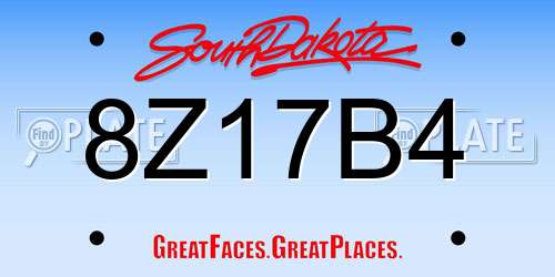 8Z17B4 South Dakota License Plate