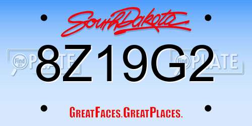 8Z19G2 South Dakota License Plate