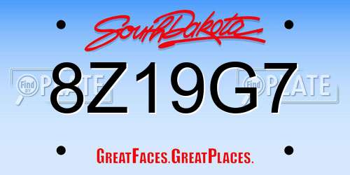 8Z19G7 South Dakota License Plate