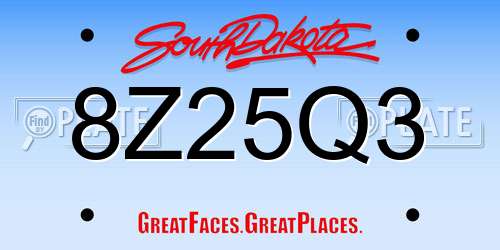 8Z25Q3 South Dakota License Plate