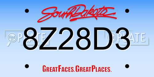 8Z28D3 South Dakota License Plate
