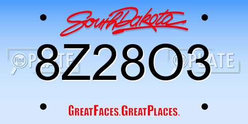 8Z28O3 South Dakota License Plate
