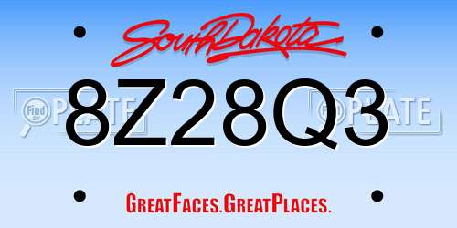 8Z28Q3 South Dakota License Plate