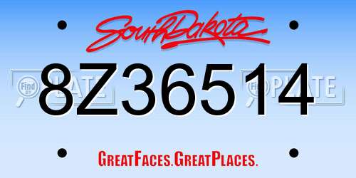 8Z36514 South Dakota License Plate