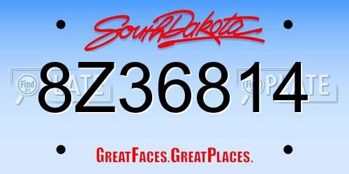 8Z36814 South Dakota License Plate