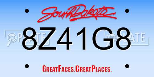 8Z41G8 South Dakota License Plate
