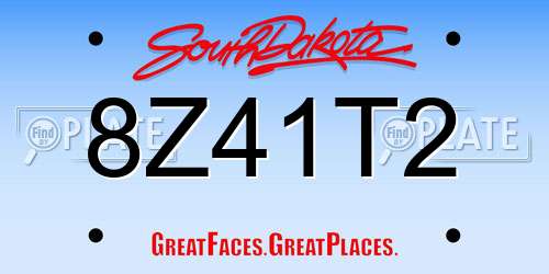 8Z41T2 South Dakota License Plate