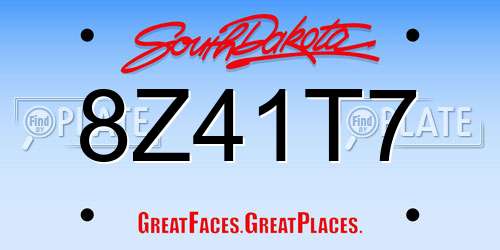 8Z41T7 South Dakota License Plate