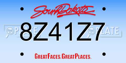 8Z41Z7 South Dakota License Plate