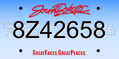 8Z42658 South Dakota License Plate