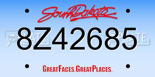 8Z42685 South Dakota License Plate