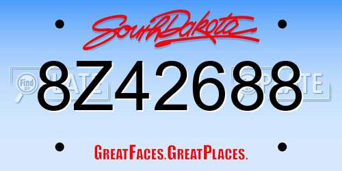 8Z42688 South Dakota License Plate
