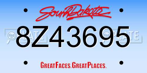 8Z43695 South Dakota License Plate