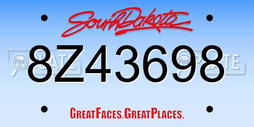 8Z43698 South Dakota License Plate