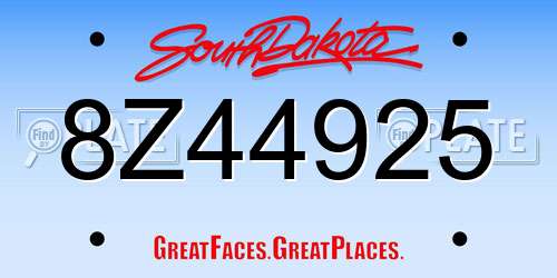 8Z44925 South Dakota License Plate
